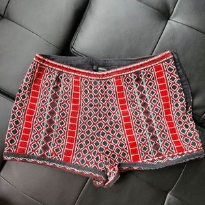 Red and Black patterned short shorts. Forever 21 size M.